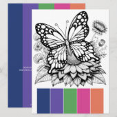 Farbpalette Schmetterlingskarte Erwachsene Farbkar Einladung (Vorne/Hinten)