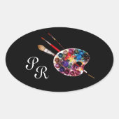 FARBPALETTE, Schwarzes Monogramm Ovaler Aufkleber (Vorderseite)