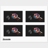 FARBPALETTE, Schwarzes Monogramm Rechteckiger Aufkleber (Blatt)