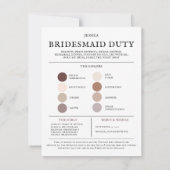 Farbpalette Sie werden mein Bridesmaid-Vorschlag s Mitteilungskarte (Rückseite)