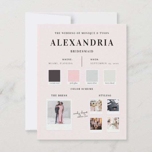Farbpalette Sie werden mein Bridesmaid-Vorschlag s Mitteilungskarte (Rückseite)