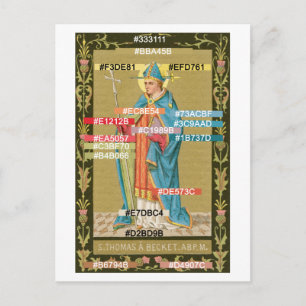 Farbpalette-St Thomas Becket-Schwert in Mitra Postkarte