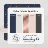 Farbpalette Swatch Card für Navy Blue & Rosen Gold Einladung (Vorne/Hinten)