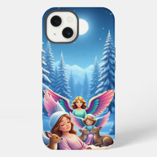 Farbpalette: Tiefe Nachtblautöne, knackige Schneew iPhone 13 Hülle