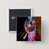 FARBPALETTE UND BRUSCHEN , Maler, Künstler Button (Vorne & Hinten)