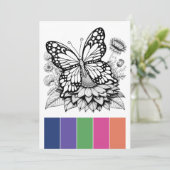 Farbpalette und Farbpalette von Schmetterlingsjuge Einladung (Stehend Vorderseite)