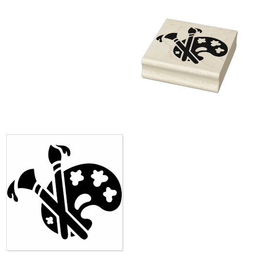 Farbpalette und Pinsel Gummistempel (Stempel)