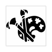 Farbpalette und Pinsel Gummistempel (Prägung)