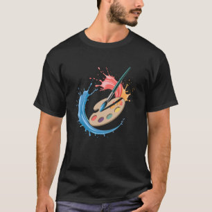 Farbpalette und Pinsel Kunstlehrer Künstler Malen T-Shirt
