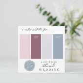 Farbpalettenkarte aus blauem Mauve und rosafarbene Einladung (Stehend Vorderseite)
