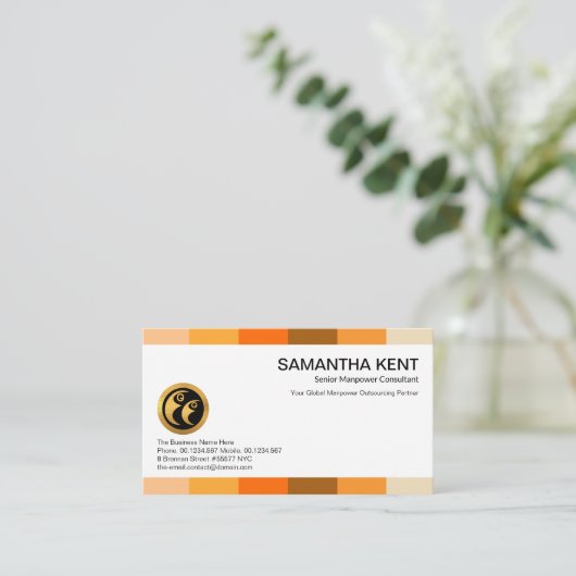 Farbpalettenstreifen für warme Farben - Einstellun Visitenkarte (Stehend Vorderseite)