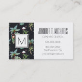 Farbpalmenmuster| Monogramm Visitenkarte (Vorderseite)