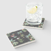 Farbpalmenmuster Steinuntersetzer (Seitenansicht)