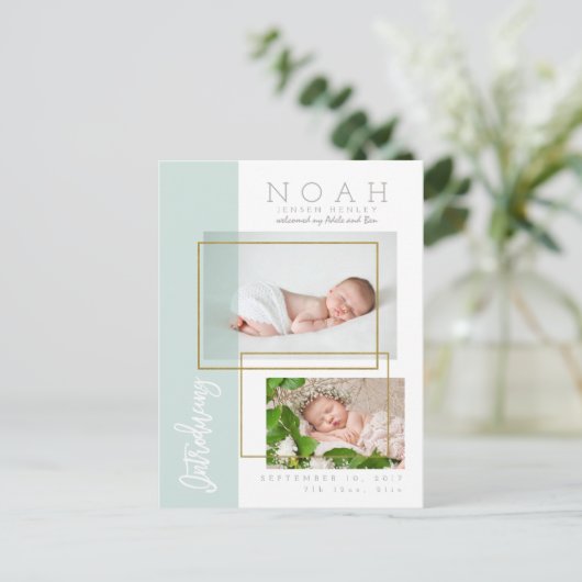 FARBPANELS - GEBURTSANKÜNDIGUNG ANKÜNDIGUNGSPOSTKARTE (Stehend Vorderseite)