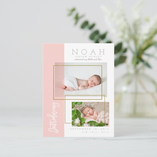 FARBPANELS - GEBURTSANKÜNDIGUNG ANKÜNDIGUNGSPOSTKARTE (Stehend Vorderseite)