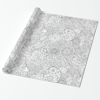 Farbpapier für Floral Doodle Geschenkpapier