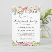 Farbpatronin Blush Floral Engagement Party Einladung (Stehend Vorderseite)