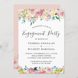 Farbpatronin Blush Floral Engagement Party Einladung