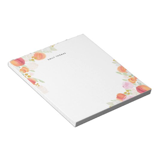 Farbpfirsiche floraler Personalisierter Notepad Notizblock (angewinkelt)