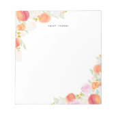 Farbpfirsiche floraler Personalisierter Notepad Notizblock (Vorderseite)