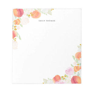 Farbpfirsiche floraler Personalisierter Notepad Notizblock