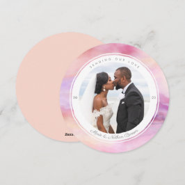 Farbpfirsichpfirsichfarbene, rosa, Lila Agate Roun Feiertagskarte