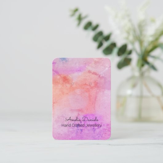 Farbpfirsichpfirsichrosa Ohrenanzeige Visitenkarte (Stehend Vorderseite)