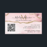 Farbpinke, goldenes Logo, QR-Code, Monogramm Visitenkarte<br><div class="desc">Moderne elegante Rosa-Rosa-Glitzer-Marble Agate Custom Company Logo Monogram Business Card</div>