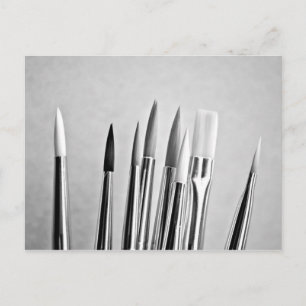 Farbpinsel in Schwarz/Weiß Postkarte