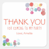 Farbpinsel Kinder Vielen Dank zum Geburtstag Quadratischer Aufkleber (Vorderseite)