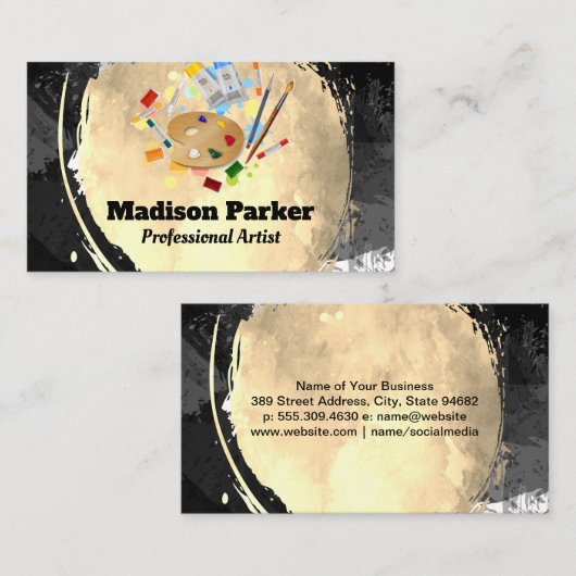 Farbpinsel | Moderne Kunst Visitenkarte (Vorne/Hinten)