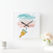Farbpinsel Quadratische Wanduhr (Zuhause)