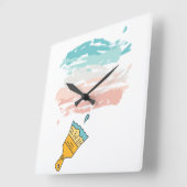 Farbpinsel Quadratische Wanduhr (Winkel)