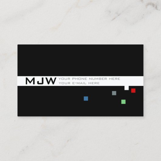 Farbpixel moderne berufliche schwarz. visitenkarte (Rückseite)