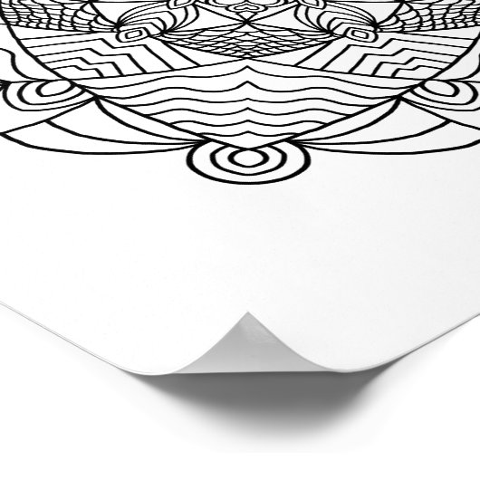 Farbplakat - Wave Blume Mandala Poster (Ecke)