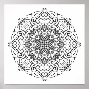 Farbplakat - Wave Blume Mandala Poster