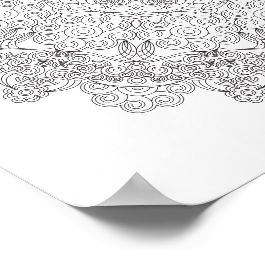 Farbplakat - Wirbel Lacy Mandala Poster (Ecke)