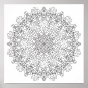 Farbplakat - Wirbel Lacy Mandala Poster
