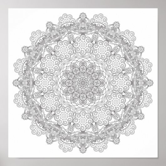Farbplakat - Wirbel Lacy Mandala Poster (Vorne)