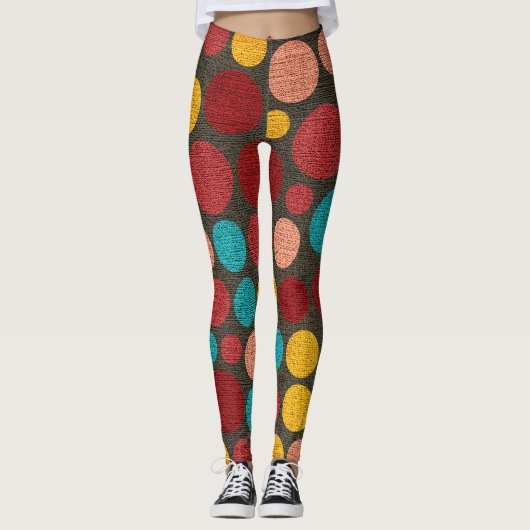 Farbpolka-Punkte-Muster #5 Leggings (Vorderseite)