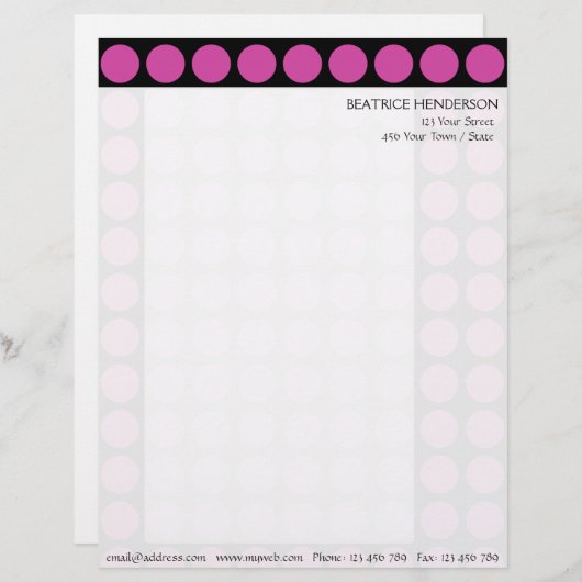 Farbpolka-Punkte-Muster auf schwarz individuell ei Briefkopf (Vorne/Hinten)