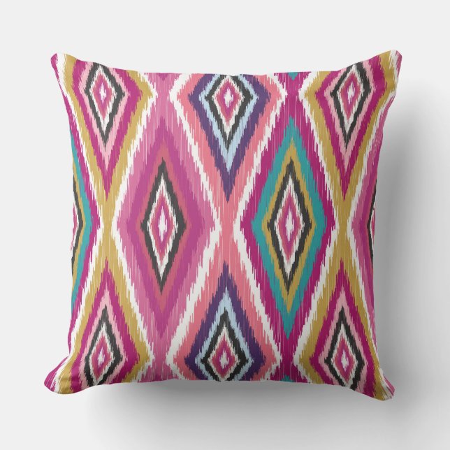 FarbPop Ikat Diamanten Kissen (Vorderseite)