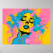 Farbportrait einer psychedelischen Frau Pop-Art Poster (Vorne)