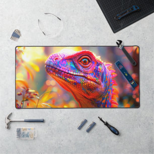 Farbporträt einer bunten Eidechse, auffälliges Neo Schreibtischunterlage