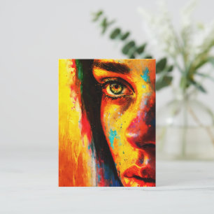 Farbporträt einer Frau Lebendiges Nahaufnahme-Auge Postkarte