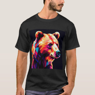 Farbporträt eines geometrischen Bären T-Shirt
