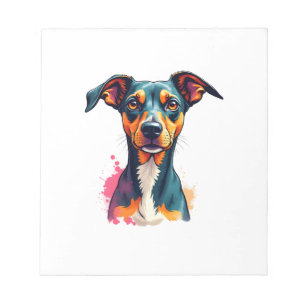 Farbporträt eines Hundes, Pop-Art-Illustration im  Notizblock
