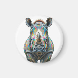 Farbporträt eines Nashorns Lebendige Tierwelt Magnet