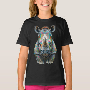 Farbporträt eines Nashorns Lebendige Tierwelt T-Shirt