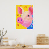 Farbporträt eines Schweins Poster (Küche)
